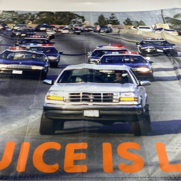 The juice is loose OJ chase fabric banner 34" 56" tapestry - Picture 2 of 7